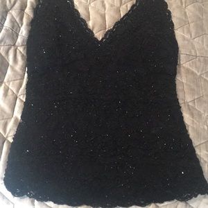 Black Lace & Sequins Halter Top
